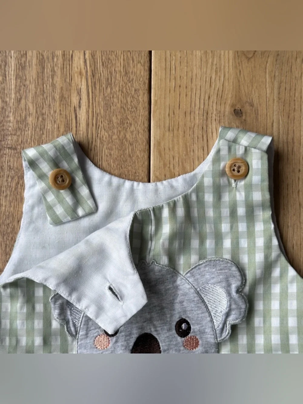 Good Lad Koala Gingham Shortall size 9 Months